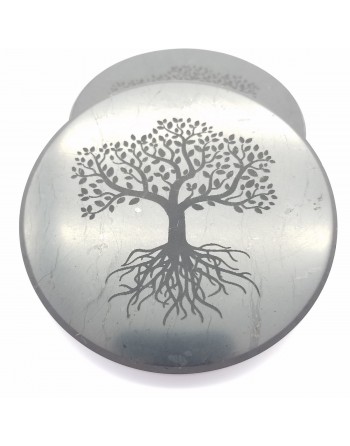 Plaque ronde shungite arbre de vie proposé par Gaiance Minéraux