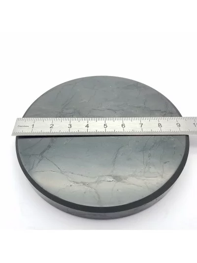 Plaque ronde Shungite 10cm - Vertus et bienfaits - Gaiance Minéraux