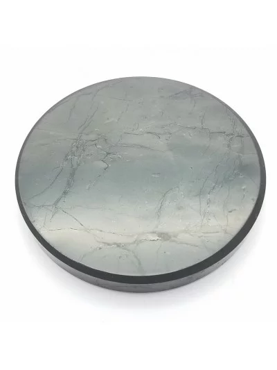 Plaque ronde Shungite 10cm - Vertus et bienfaits - Gaiance Minéraux