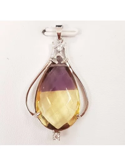 Pendentif Amétrine Zircon - Bijoux & Minéraux - Gaiance Minéraux