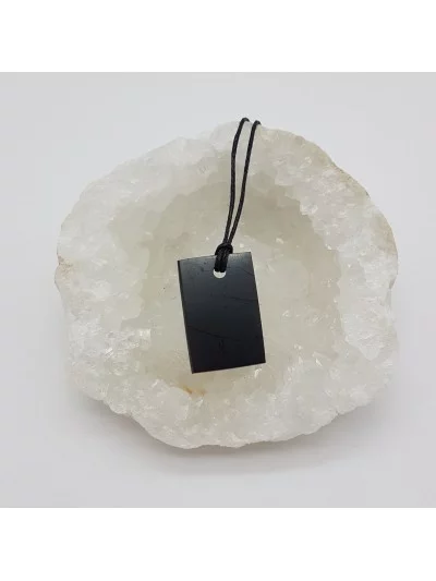 Pendentif Plaque rectangle Shungite - Bijoux & Minéraux - Gaiance Minéraux