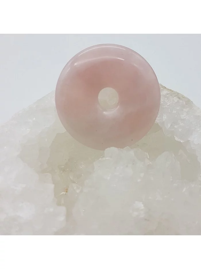 Pendentif Donut 4cm Quartz Rose - Bijoux & Minéraux - Gaiance Minéraux