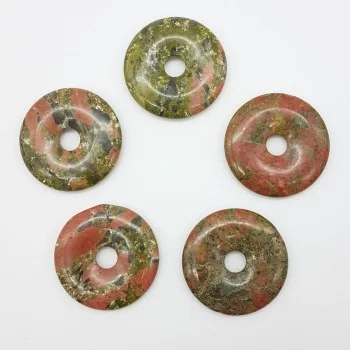 Pendentif Donut 4cm Unakite - Bijoux & Minéraux - Gaiance Minéraux