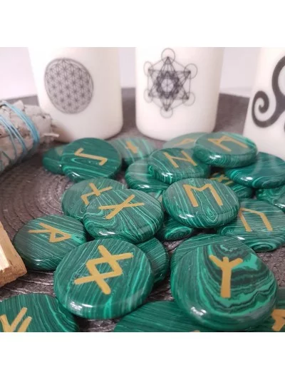 Set de Runes en Malachite - Collection & Minéraux - Gaiance Minéraux