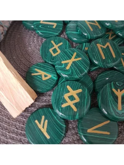 Set 25 Runes Malachite - Vertus, Bienfaits et Propriétés Lithothérapie