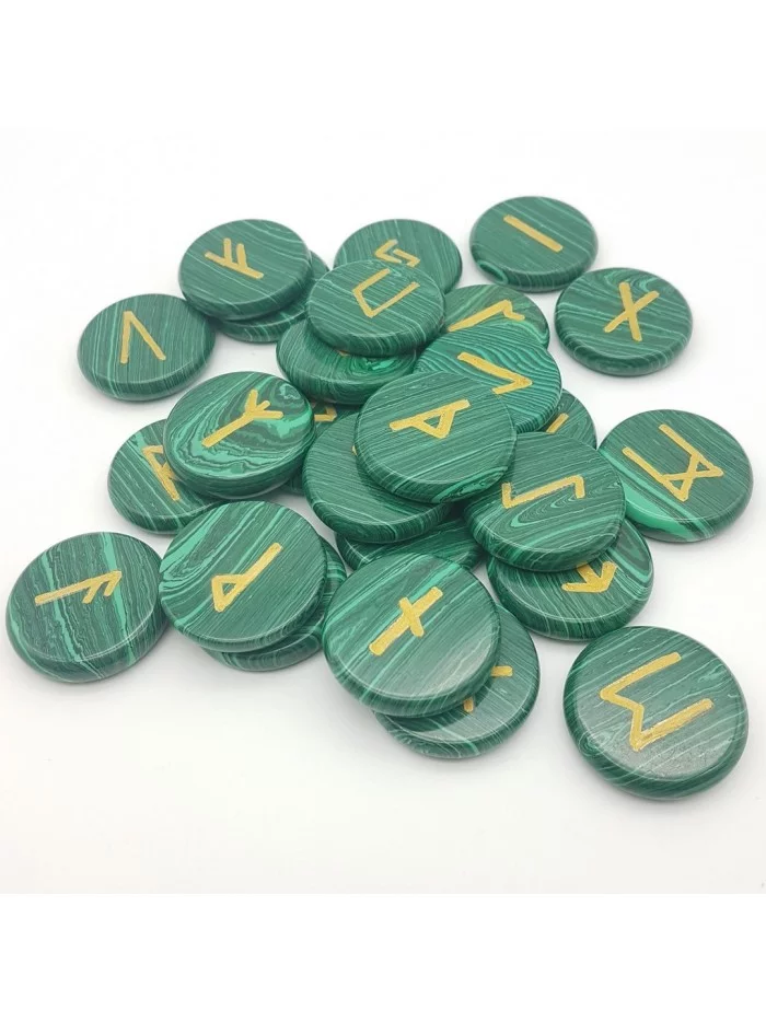 Set de Runes en Malachite - Collection & Minéraux - Gaiance Minéraux