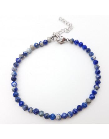 Bracelet Lapis Lazuli en perles naturelles facettées 4 mm proposé par Gaiance Minéraux
