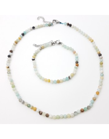 Bracelet Amazonite perles naturelles facettées 4mm proposé par Gaïance Minéraux