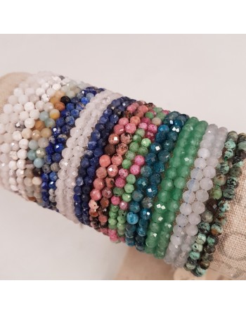 Bracelet Amazonite perles naturelles facettées 4mm proposé par Gaïance Minéraux