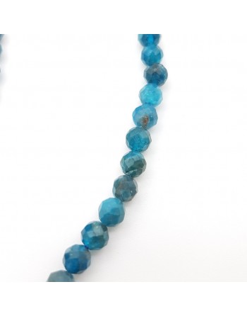 Bracelet perles naturelles facettées de 4mm en Apatite bleu proposé par Gaiance Minéraux