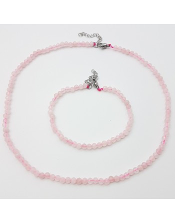 Bracelet Quartz Rose perles naturelles facettées 4m proposé par Gaiance Minéraux