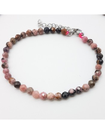 Bracelet Rhodonite perles naturelles facettées 4m proposé par Gaiance Minéraux