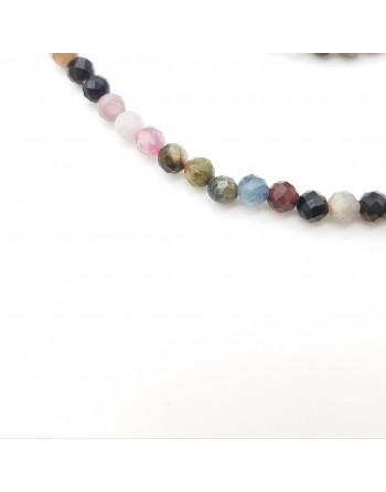 Bracelet Tourmaline Melon d'eau en perles naturelles facettées de 4mm proposé par Gaiance Minéraux