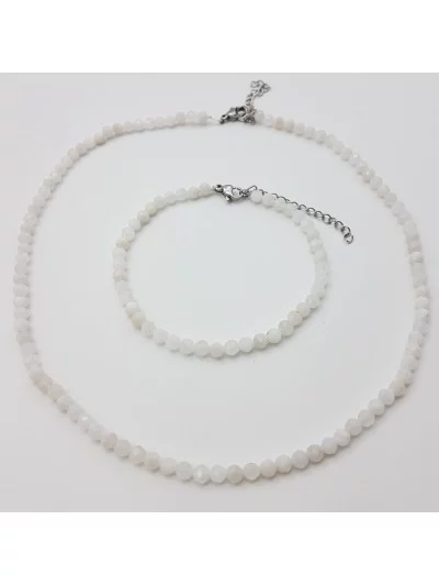 Bracelet Pierre de Lune Blanche perles naturelles facettées 4mm - Pierres et vertus - Gaiance Minéraux