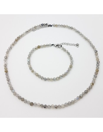 Bracelet perles naturelles facettées de 4mm en labradorite proposé par Gaiance Minéraux
