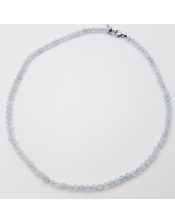 Collier Aigue Marine en perles naturelles facettées de 4mm proposé par Gaiance Minéraux