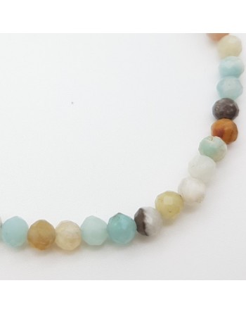 Collier perles naturelles facettées de 4mm en Amazonite