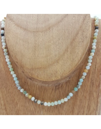 Collier perles naturelles facettées de 4mm en Amazonite