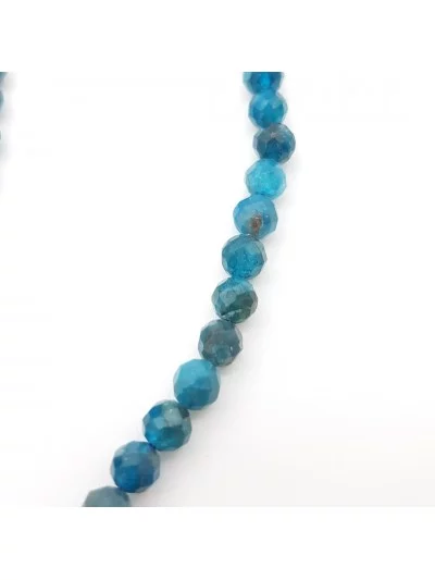 Collier Apatite bleu perles naturelles facettées 4mm - Pierres et vertus - Gaiance Minéraux