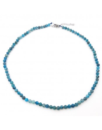 Collier perles naturelles facettées de 4mm en Apatite bleu proposé par Gaiance Minéraux