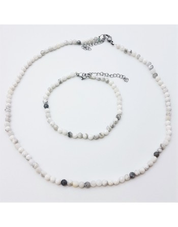 Bracelet perles naturelles facettées de 4mm Howlite Blanche proposé par Gaiance Minéraux