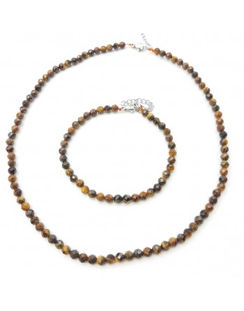 Bracelet Oeil de tigre perles naturelles facettées de 4mm proposé par Gaiance Minéraux.