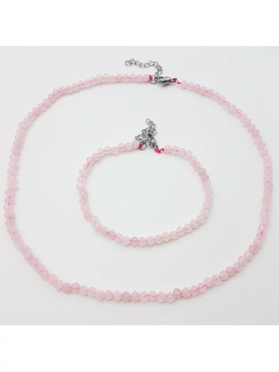 Collier Quartz Rose perles naturelles facettées 4mm - Pierres et vertus - Gaiance Minéraux