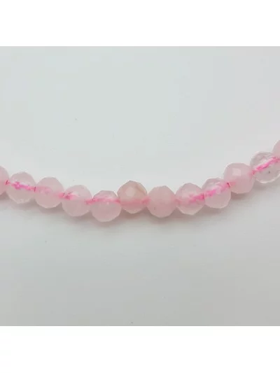 Collier Quartz Rose perles naturelles facettées 4mm - Pierres et vertus - Gaiance Minéraux