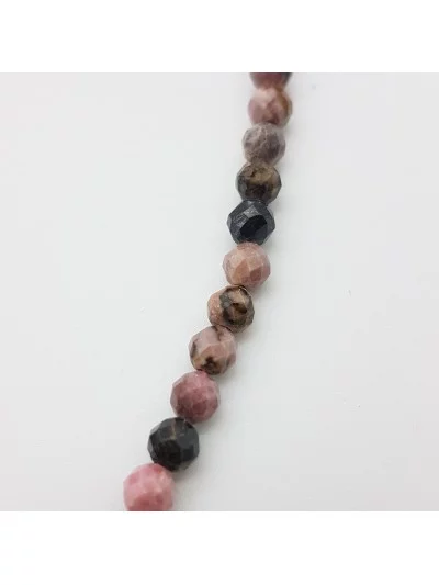 Collier Rhodonite perles naturelles facettées 4mm - Pierres et vertus - Gaiance Minéraux