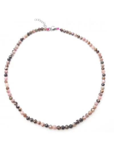 Collier Rhodonite perles naturelles facettées 4mm - Pierres et vertus - Gaiance Minéraux