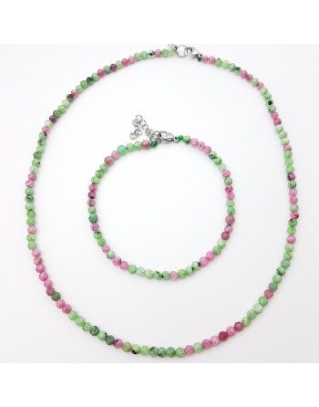 Bracelet  Rubis Zoïsite  perles naturelles facettées 4m proposé par Gaiance Minéraux
