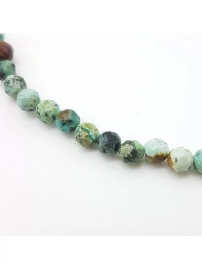 Collier Turquoise d'Afrique perles naturelles facettées 4mm - Pierres et vertus - Gaiance Minéraux