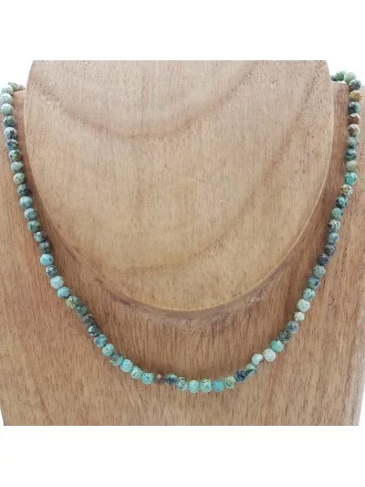 Collier Turquoise d'Afrique perles naturelles facettées 4mm - Pierres et vertus - Gaiance Minéraux