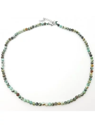 Collier Turquoise d'Afrique perles naturelles facettées 4mm - Pierres et vertus - Gaiance Minéraux