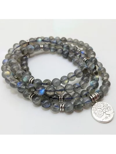 Bracelet multi-tours Labradorite perles naturelles 6mm - Lithothérapie - Gaiance Minéraux