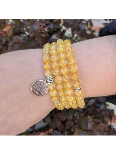 Bracelet Citrine chauffée multi tours 6mm - Vertus, Bienfaits et Pr...