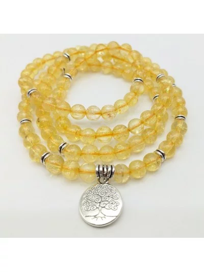 Bracelet Citrine chauffée multi tours 6mm - Vertus, Bienfaits et Pr...