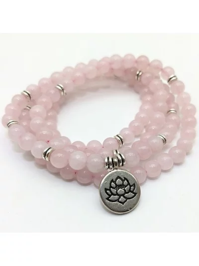 Bracelet multi-tours Quartz rose perles naturelles 6mm - Lithothérapie - Gaiance Minéraux