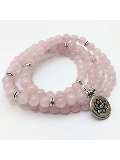 Bracelet multi-tours Quartz rose perles naturelles 6mm - Lithothérapie - Gaiance Minéraux