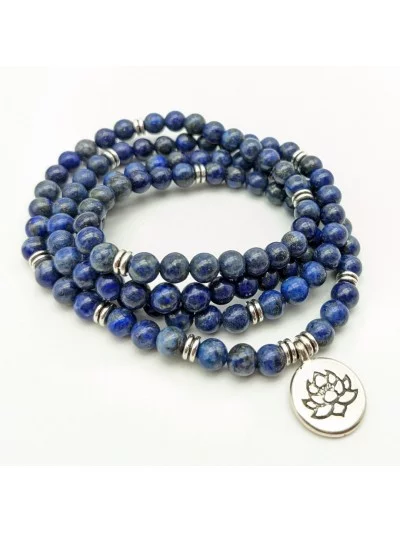 Bracelet multi-tours Lapis Lazuli perles naturelles 6mm - Lithothérapie - Gaiance Minéraux