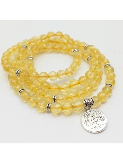 Bracelet Citrine chauffée multi tours 6mm - Vertus, Bienfaits et Pr...