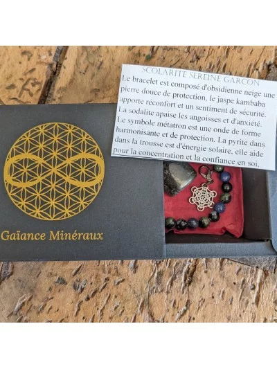 Coffret pierres naturelles scolarité sereine garçon - Gaiance Minéraux